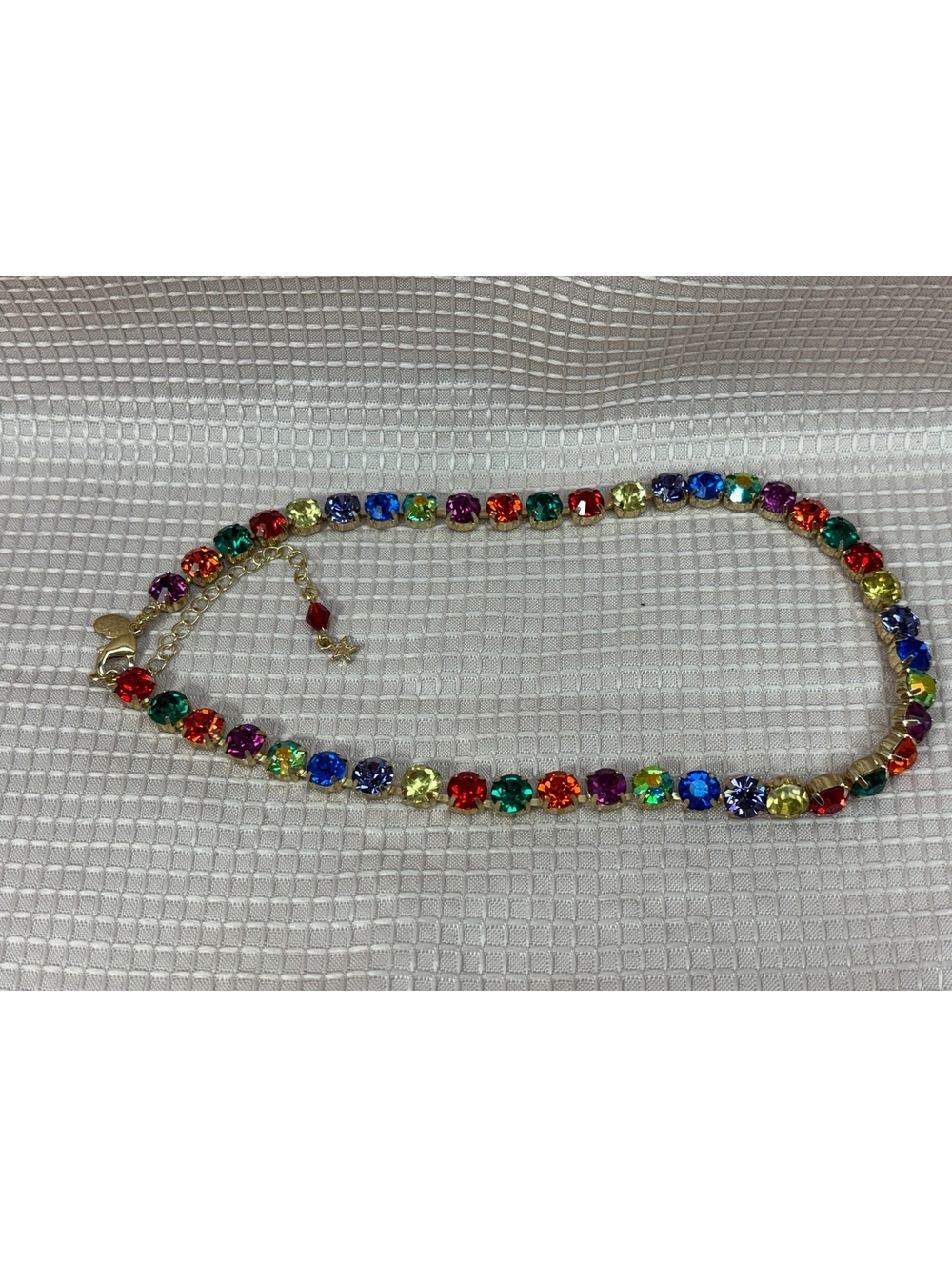 vintage Kirks Folly Rainbow Multi-Colored Rhinestone Necklace